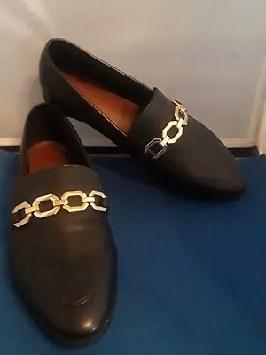 H&M Loafers Size 8.5 Black Gold Tone Hardware • $17.99