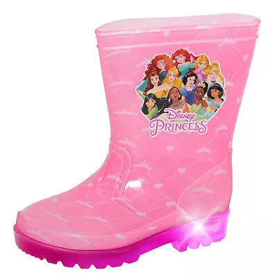 Girls Disney Princess Light Up Wellington Boots Kids Wellingtons Pink Wellies    • £14.95