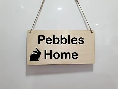 Personalised Rabbit Home Plaque Hanging Sign Pet Cage Gift Wood Bunny Hutch • £3.95