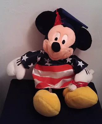 Disney Store Graduation Mickey Mouse 2003 American Flag Gown Plush W/ Diploma • $8.85