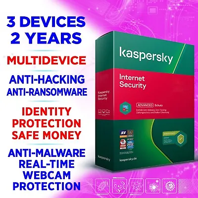 £22.95 • Buy Kaspersky Internet Security 2023 3 Devices 2 Year UK / EU Activation Key Inc VPN