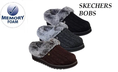 £34.98 • Buy Ladies Sketchers Slippers Cushioned Cozy Memory Foam Fur Mules Shoes Clogs Size 