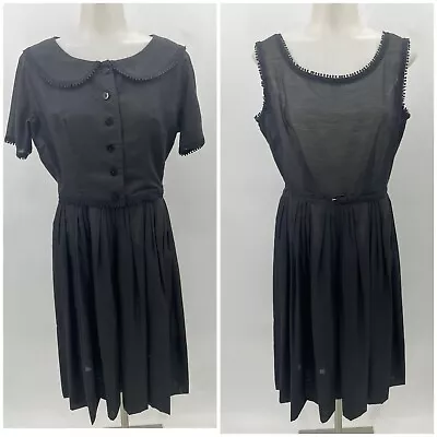 Vintage L’Aiglon Black Fit Flare Party Day Dress Full Skirt 3 Piece Set MOD • $99