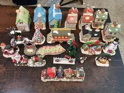 Christmas Village RANDOM Lot (22pcs). Houses And Accessories Mix Lot • $25