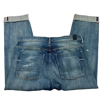 VINCE High Waist Union Slouch SELVEDGE Cropped Boyfried Jeans 28 Button Fly • $39.99