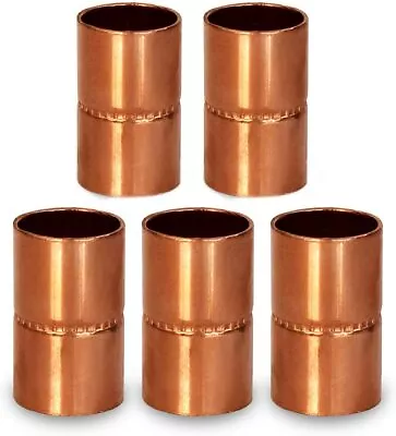 5 Pack Of 1/2  X 1/2  C X C Copper Coupling With Rolled Tube Stop • $5.99