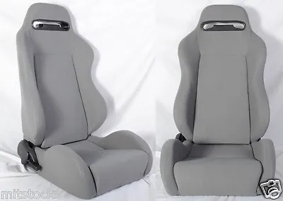New 2 Gray Cloth Racing Seats Reclinable + Sliders All Pontiac * • $286.43