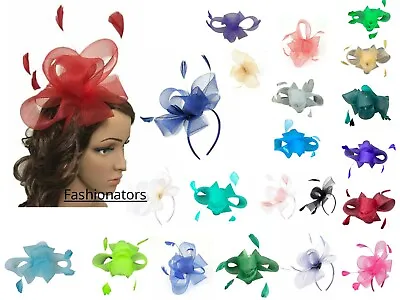 £13.99 • Buy Fascinator Loop Feather Flower Clip Headband Women Wedding Prom Royal Ascot Race