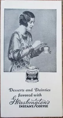 G. Washington's Instant Coffee 1929 Advertising Brochure Morris Plains NJ • $19.99