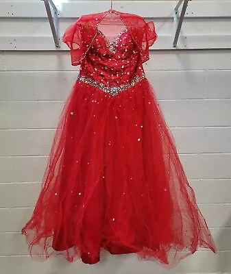 Red Dress Sequin Beaded (Unbranded) (No Tags) Laceup Back Sz L • £15.82