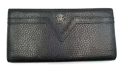 Versace Black Leather Medusa Continental Wallet • $499