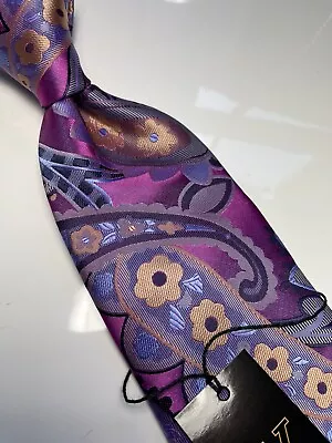 Nwt Verse 9 Multi Color Paisley Style Print Silk Designs Neck Tie & Hanky • $24.99