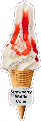 Ice Cream Van Sticker Strawberry Waffle Cone Whippy Ice Cream Decal • £3.95