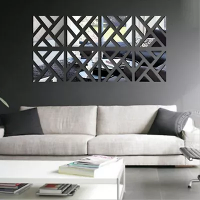 32X Mirror Tile Wall Sticker Self Adhesive Room Bathroom Decor Sticks Art Square • £6.88