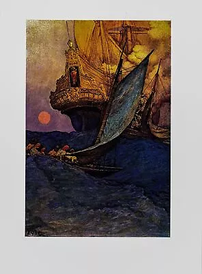 An Attack On A Galleon By Howard Pyle 1921 Pirates! Oh My!  Vintage Art Book • $21