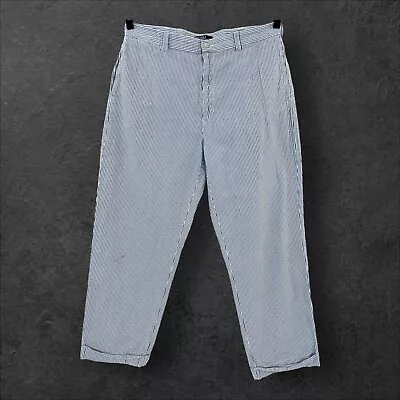 Polo Ralph Lauren Seersucker Pants Men 36 X 29 Blue White Cuffed Straight Golf • $15.95