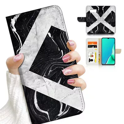 ( For Samsung S7 ) Wallet Flip Case Cover PB23641 Black White Marble • $12.99