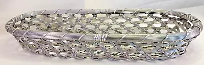 18  Oblong Silver-Tone Aluminum Metal Wire Woven Fruit Bread Basket • $21.99