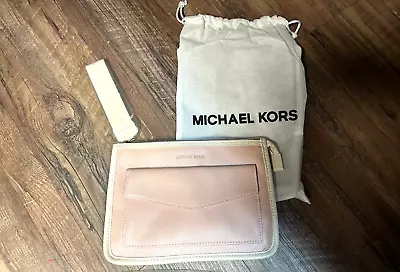 MICHAEL KORS Zip WRISTLET Bag CLUTCH Snap Pocket POUCH Travel Toiletries Pink • $35