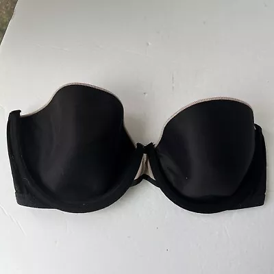 Victoria's Secret Fabulous Bra Women's 34DDD Black Push Up Strapless Underwired • $14.99