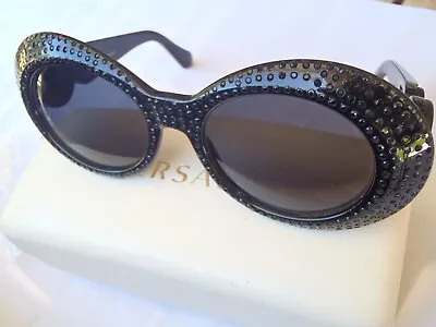 Vintage Gianni Versace 418/F  COL 852 Medusa Black Crystal Sunglasses • $974.99