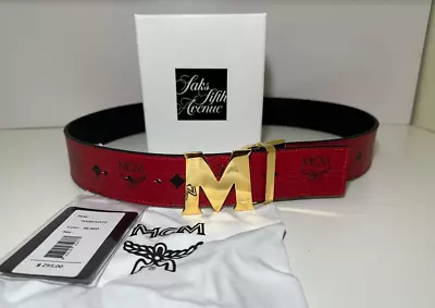 Reversible Red To Black Adjustable Mcm Belt With Gold Buckle • $180