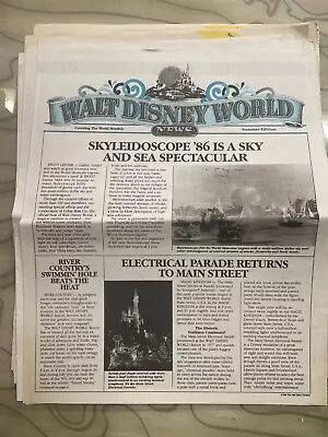 1986 Walt Disney World NEWS Summer Ed.  Magic Kingdom Epcot Center SKYLEIDOSCOPE • $5