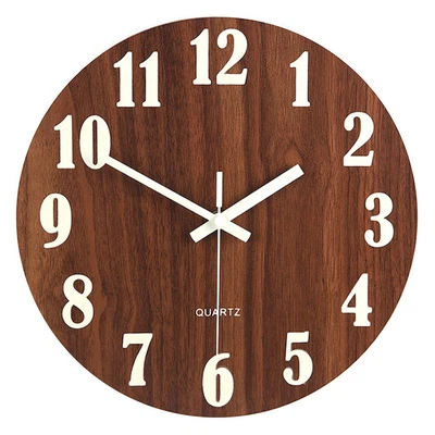 £10.95 • Buy 12in Modern Wooden Silent Wall Clock Luminous Glow In The Dark Home Garden Decor