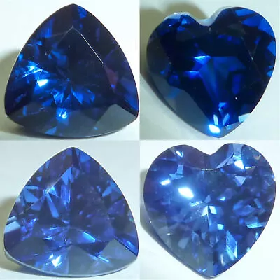 Lab Created Sapphire Blue TrillionHeart Faceted Loose Gemstones Fine Cut AAA • $9.95