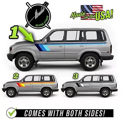 Retro Side Stripes Livery Graphics Fits Toyota Land Cruiser FJ80 HDJ82 1989-1997 • $350.46