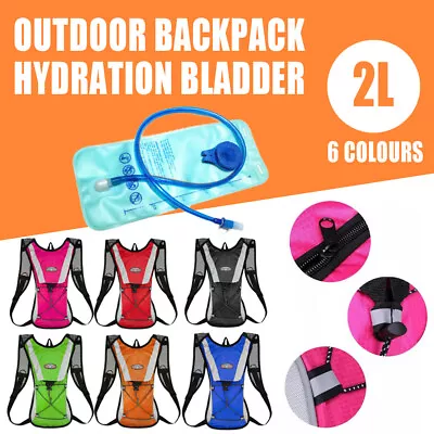 Hiking Camping Cycling Running Hydration Pack Backpack Bag + 2L Water Bladder AU • $17.58