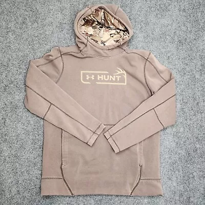 Under Armour Hoodie Mens Medium Brown Camo Hunt Threadborne High Neck Sweatshirt • $28.82