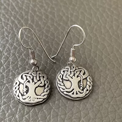 VTG Sterling Silver Irish Celtic Tree Of Life Earrings Signed Zephyrus • $19