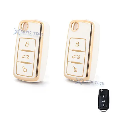 White Full Seal Remote Key Cover Holder For Volkswagen Beetle Caddy Golf GTI MK6 • $15.97