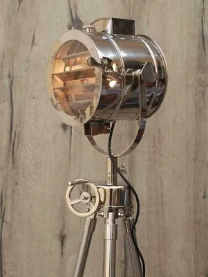 Hollywood Spotlight Floor Lamp Tripod Stainless Chrome Spot Light Home Décor Gft • $485.10