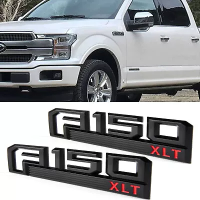 2x Side Fender Emblem For F-150 XLT Left Right Letter Nameplate Badge Black Red • $22.99