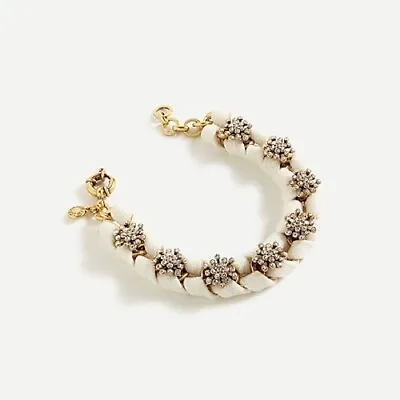 NWT J. Crew Star Flower Pave Diamond Wrapped Chain Bracelet Gold White • $40