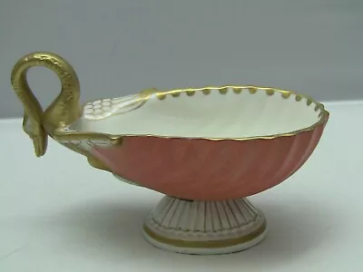 Mottahedeh Design Italy Salmon & White Shell Sauce Bowl Gold Swan Handle • $95