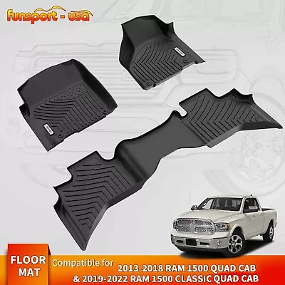 Floor Mats Liners For 2013-2018 Dodge Ram 1500 & 19-22 Ram 1500 Classic Quad Cab • $69.99