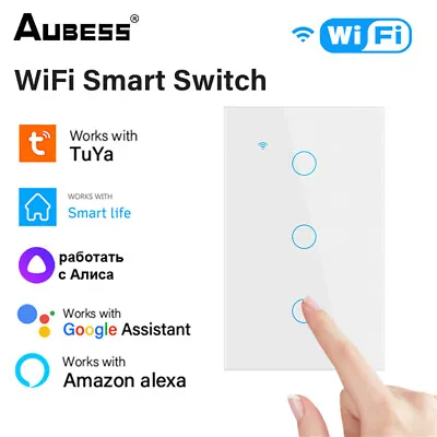 WiFi Switch Light Smart Home Touch Wall Panel 1/2/3/4 Gang For Alexa Google • $18.57