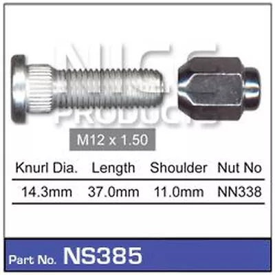 NICE Wheel Stud & Nut M12x1.50 37.2mm NS385 • $14.21