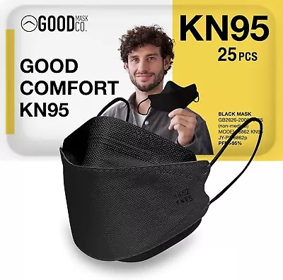 Face Mask Good Mask Co. Good Comfort KN95 Disposable KN95 BLACK Mask [25PCS] • $16.99