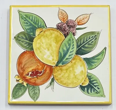 Vietri Pottery - 6’’ X 6’’ Lemon Tile Made By Hand In Italy • $39.99