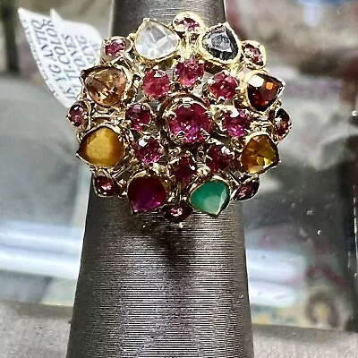 Antique 14k Yellow Gold Multi Color Gemstone Ring • $5500