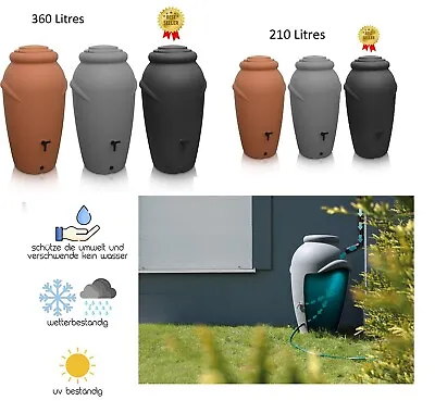 Rainwater Tank  Water Butt Garden Large Plastic  Amphora Design  Tap In Set • £249