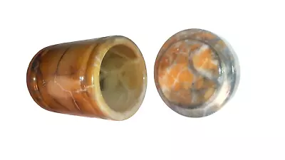 CYLINDRICAL MARBLE BOX - AMBER Cut And Polished D:7.4. Cm • $37.35