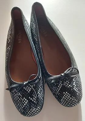 Hobbs Odette Ballerina Black/Grey Snake Print Pattern Shoes. Hardly Worn Size 39 • £12