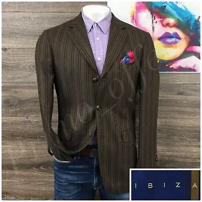 Ibiza Mens Blazer Sport Coat Three Button Casual Jacket Size 40R Wool Silk Suits • $125