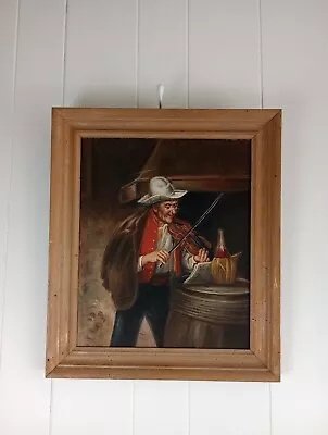 Old Man Playing Violin Painting Framed • $69