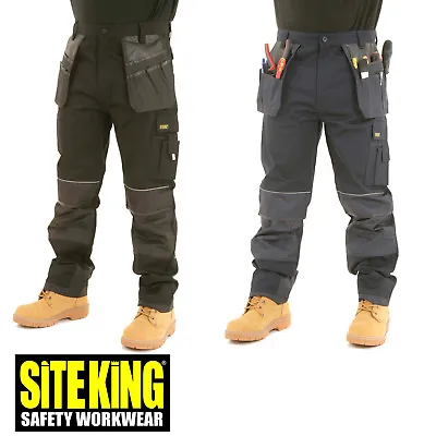 £27.99 • Buy SITE KING Heavy Duty Cargo Holster Pocket Work Trousers With Knee Pad Pockets